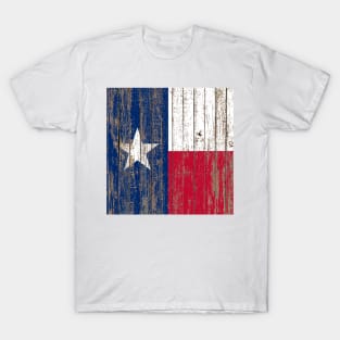 Rustic Primitive Wood Grain Western Country Texas Flag T-Shirt